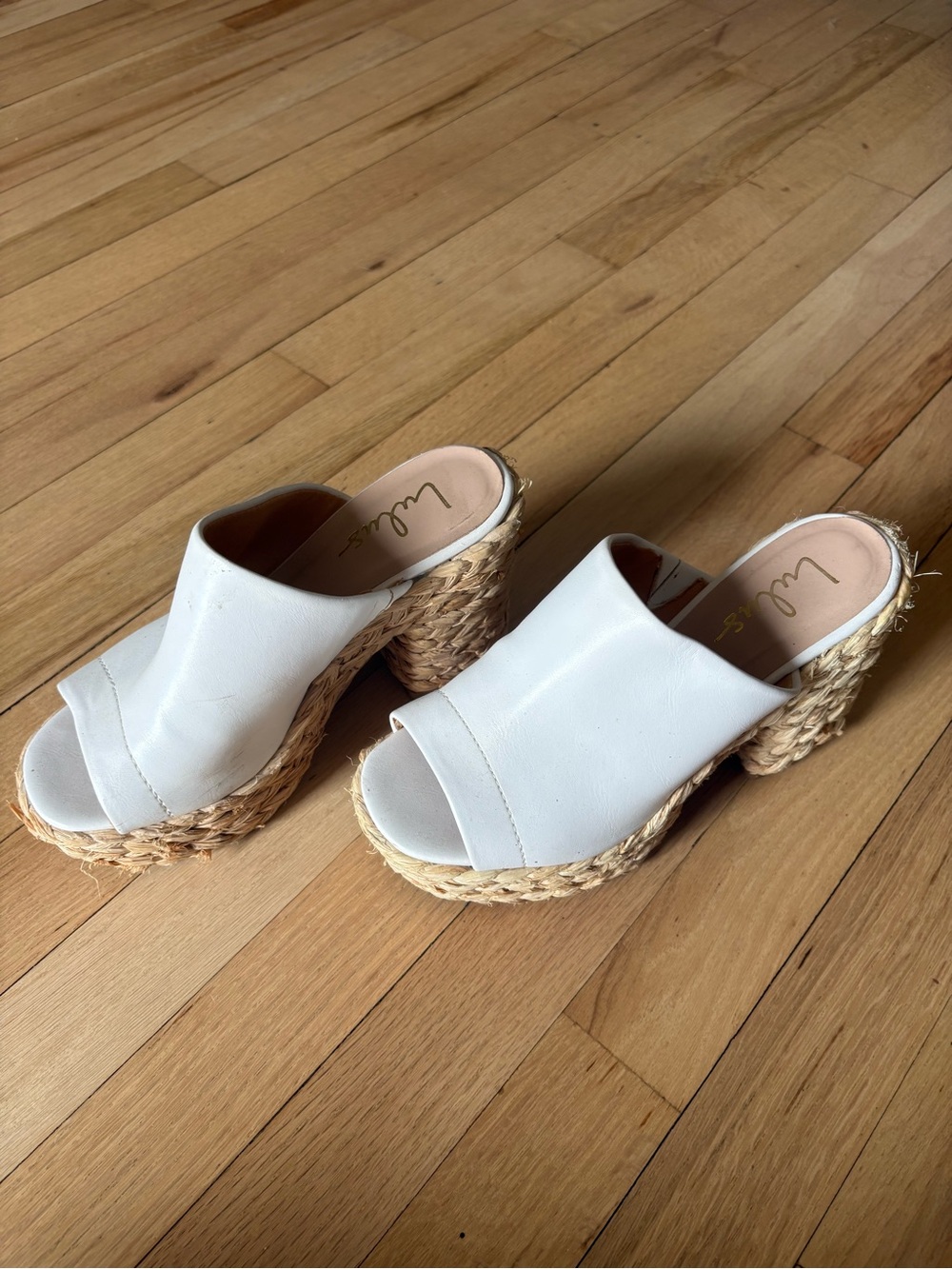 Lulu's White Leather Espadrille Platform Mules - Picture 4 of 5